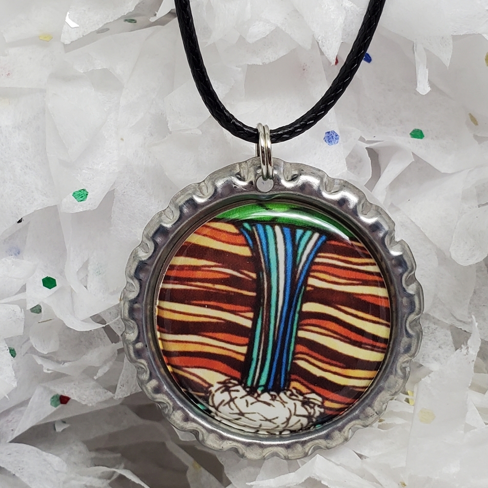 Waterfall Art bottlecap necklace